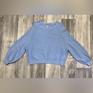 Free People Found My Friend Cropped Pullover-Crystal Sky-Size Medium